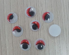 Глазки круглые красные с бегающими зрачками 10  мм