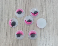 Глазки круглые розовые с бегающими зрачками 10 мм