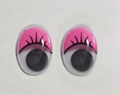 Глазки овальные розовые с бегающими зрачками 16х12мм